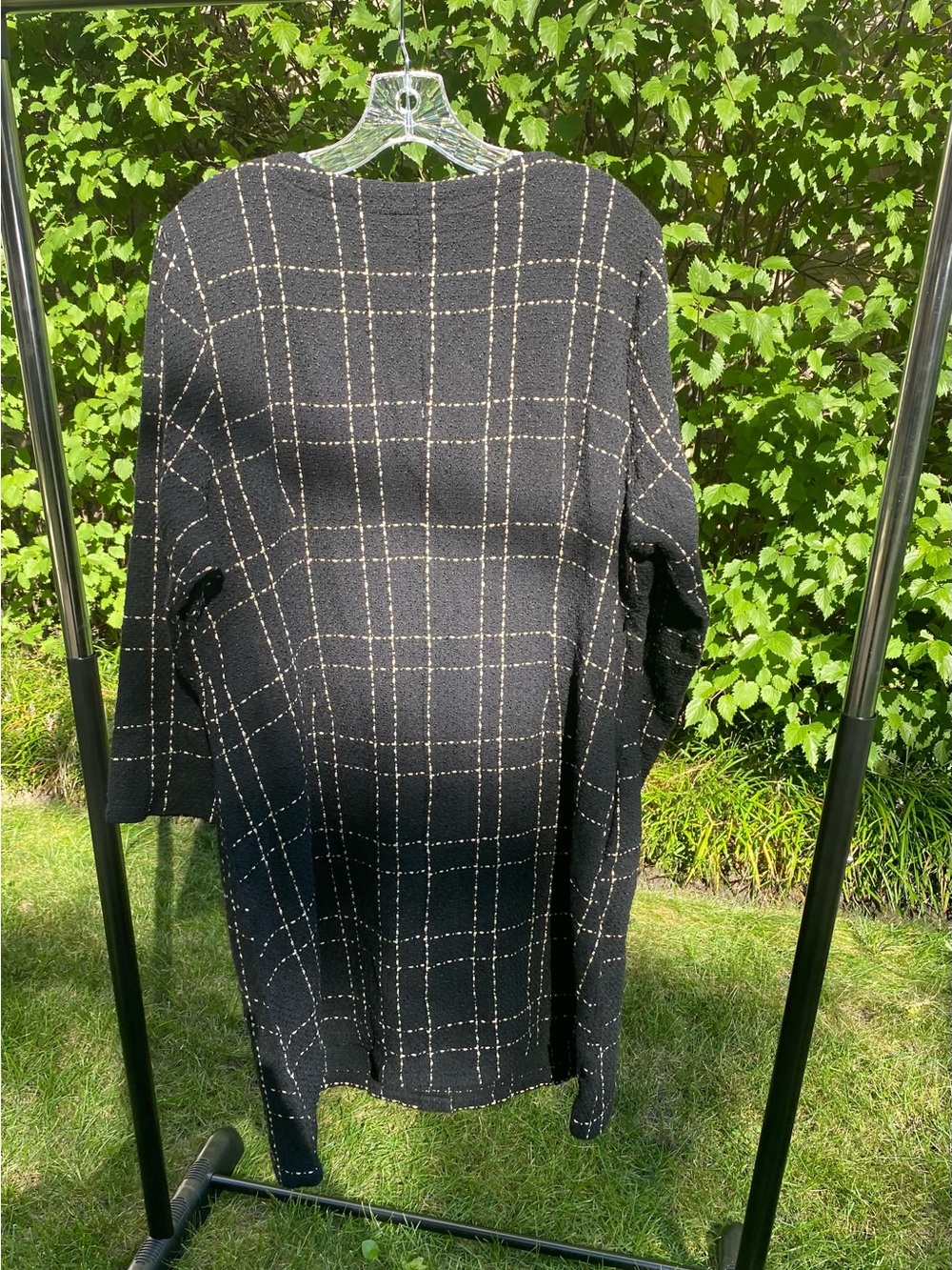 BloomChic Black Windowpane Metallic Plaid Jacket with Gold Buttons - Picture 4 of 6